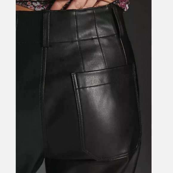 Anthropologie Maeve 22W The Colette Cropped Wide-Leg Faux Leather Pants 22 W NWT - Picture 5 of 8